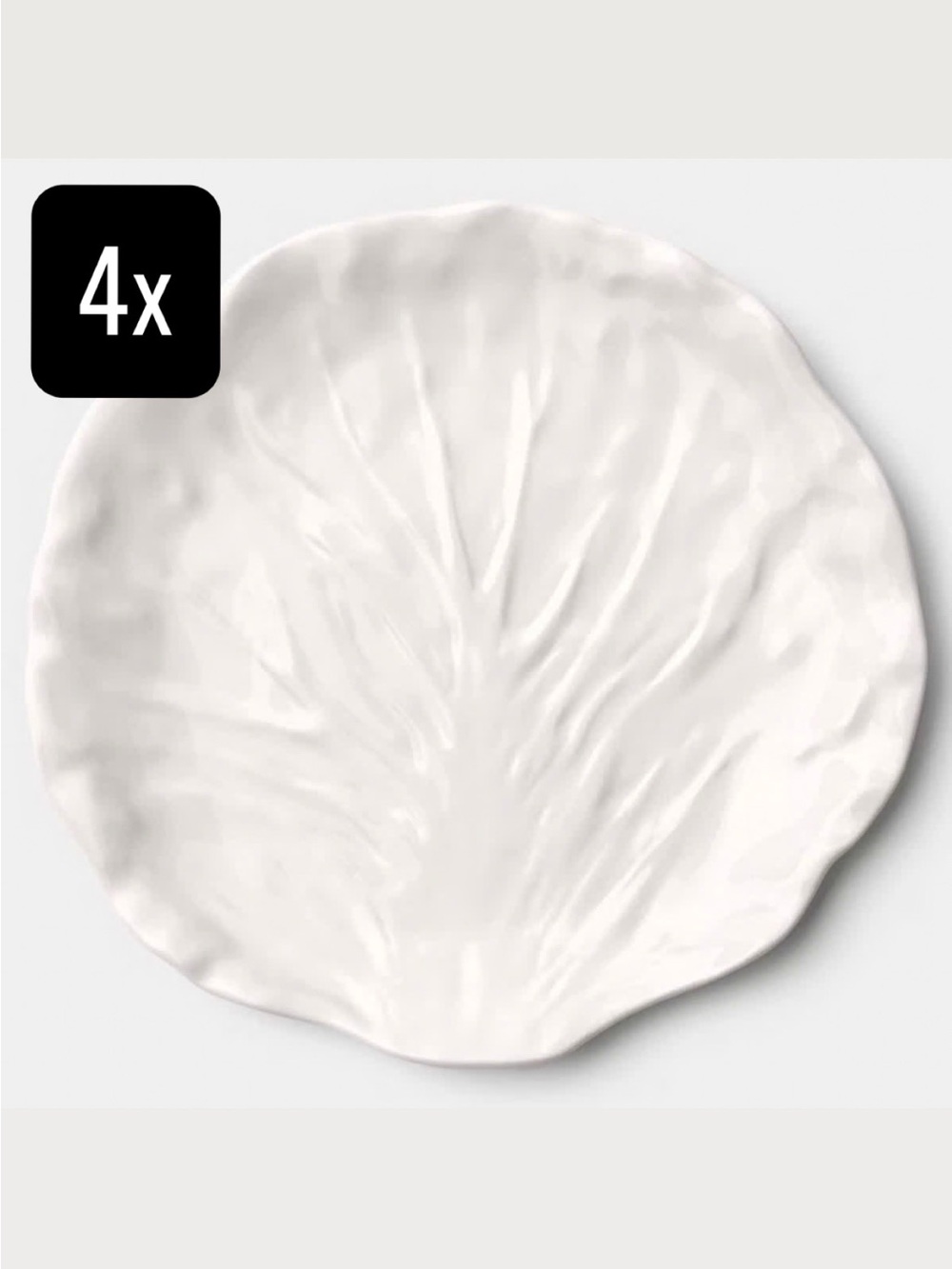 (Set of 4) White Radicchio Cabbage Salad Plates - Threshold
